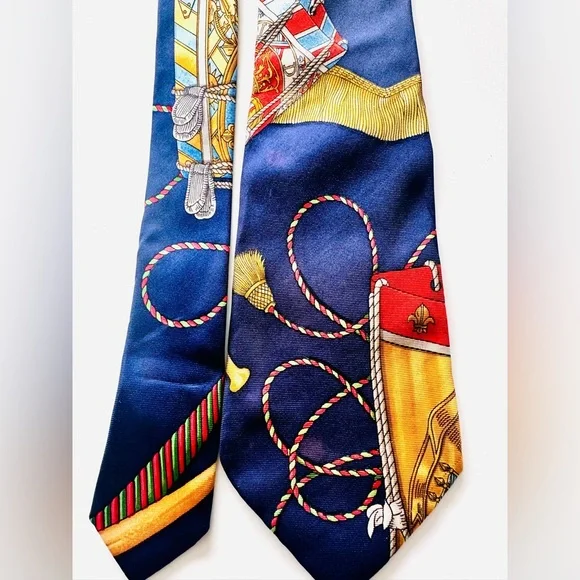 Hermès Paris Blue Silk Tie, Vintage - Picture 5 of 9